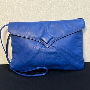 Vibrant Blue Envelope Clutch Bag. Made in Brazil genuine leather